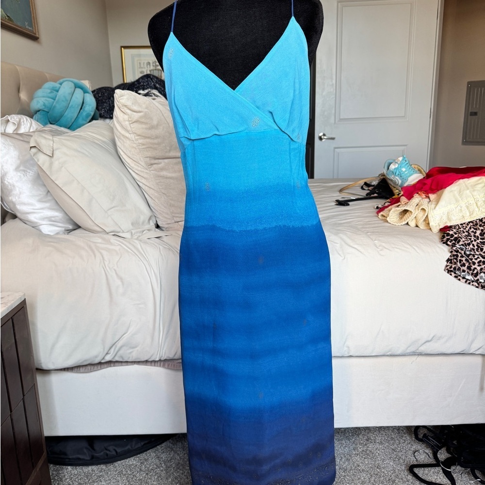 Stylish Blue Ombre Midi Dress